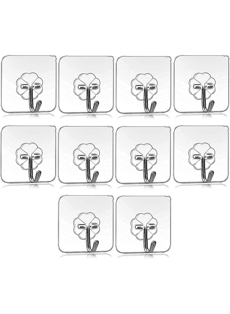 Adhesive hooks, no-drill ceiling hooks with a charming design, transparent hooks for kitchens and coats, waterproof and removable plastic hooks suitable for kitchens and bathrooms - Image 1